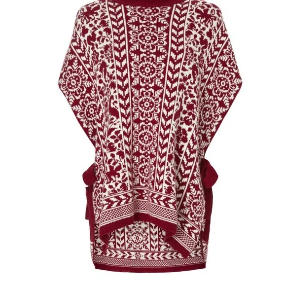 LA DoubleJ Burgundy and Cream Turtleneck Sweater - Picture 5 of 6